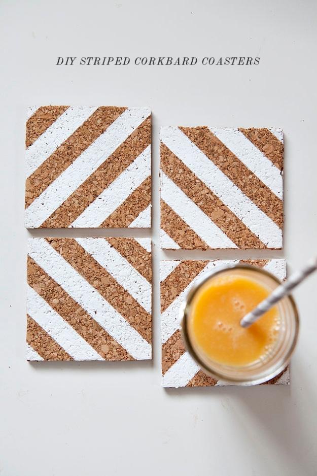 DIY Striped Corkboard Coasters, flexible enough to adjust as you go and a small upgrade with a real visual payoff
