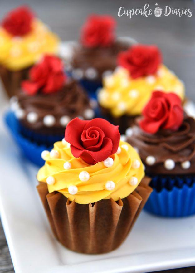 Cool Cupcake Decorating Ideas - Beauty And The Beast Cupcakes - Easy Ways To Decorate Cute, Adorable Cupcakes - Quick Recipes and Simple Decorating Tips With Icing, Candy, Chocolat