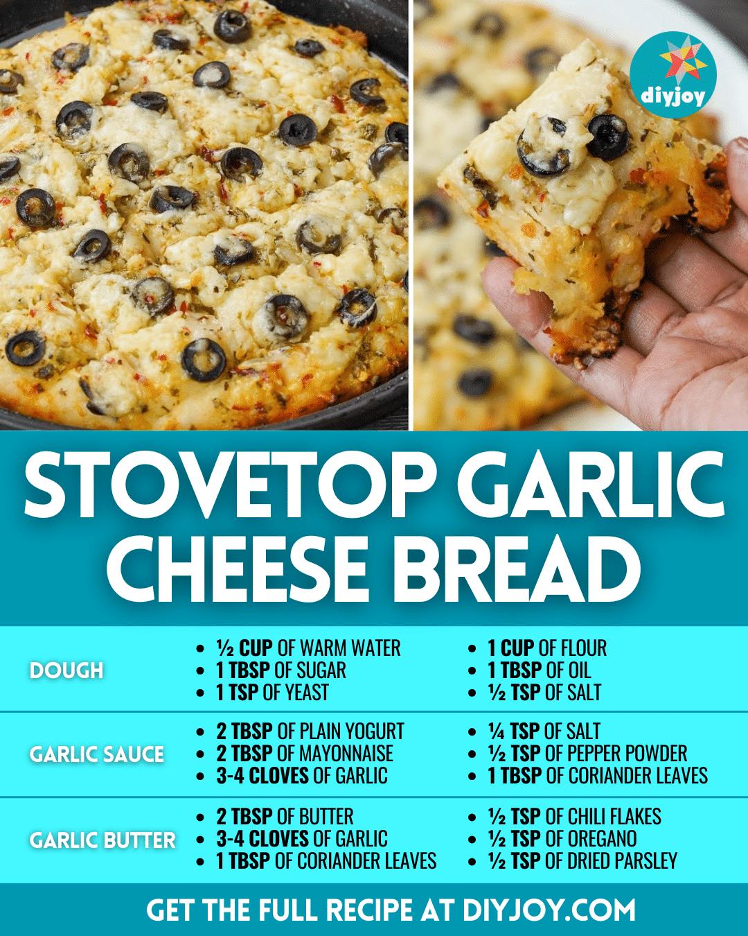 Easy Stovetop Garlic Cheese Bread