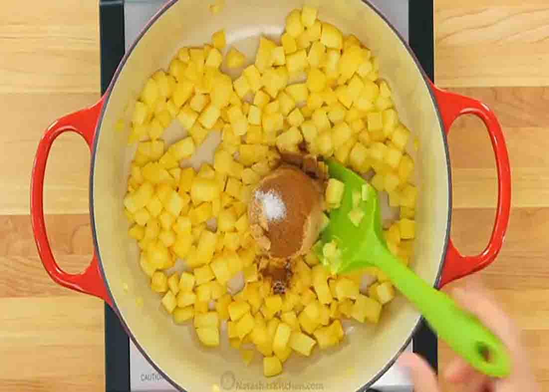 Cooking the apples for the apple turnover recipe