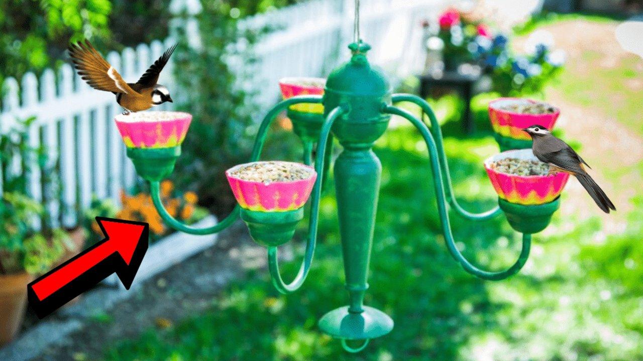 Finished How to Turn an Old Chandelier Into a Bird Feeder, a completed DIY project