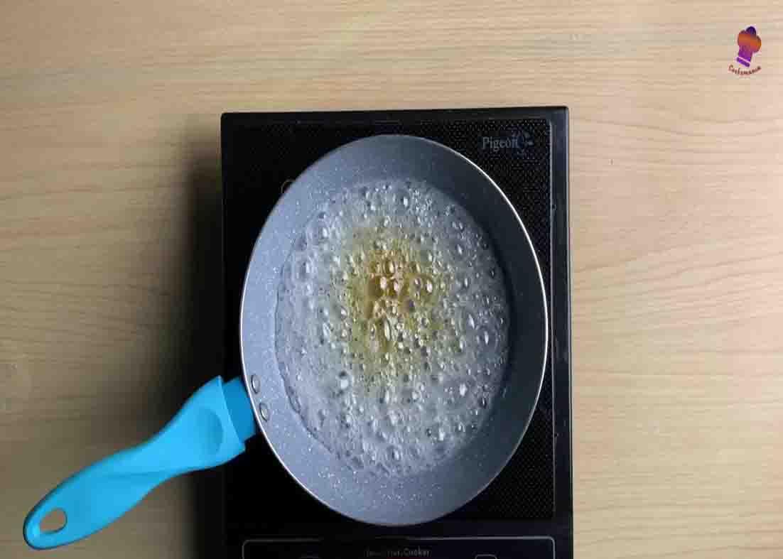 Caramelizing the sugar for the pineapple bread recipe