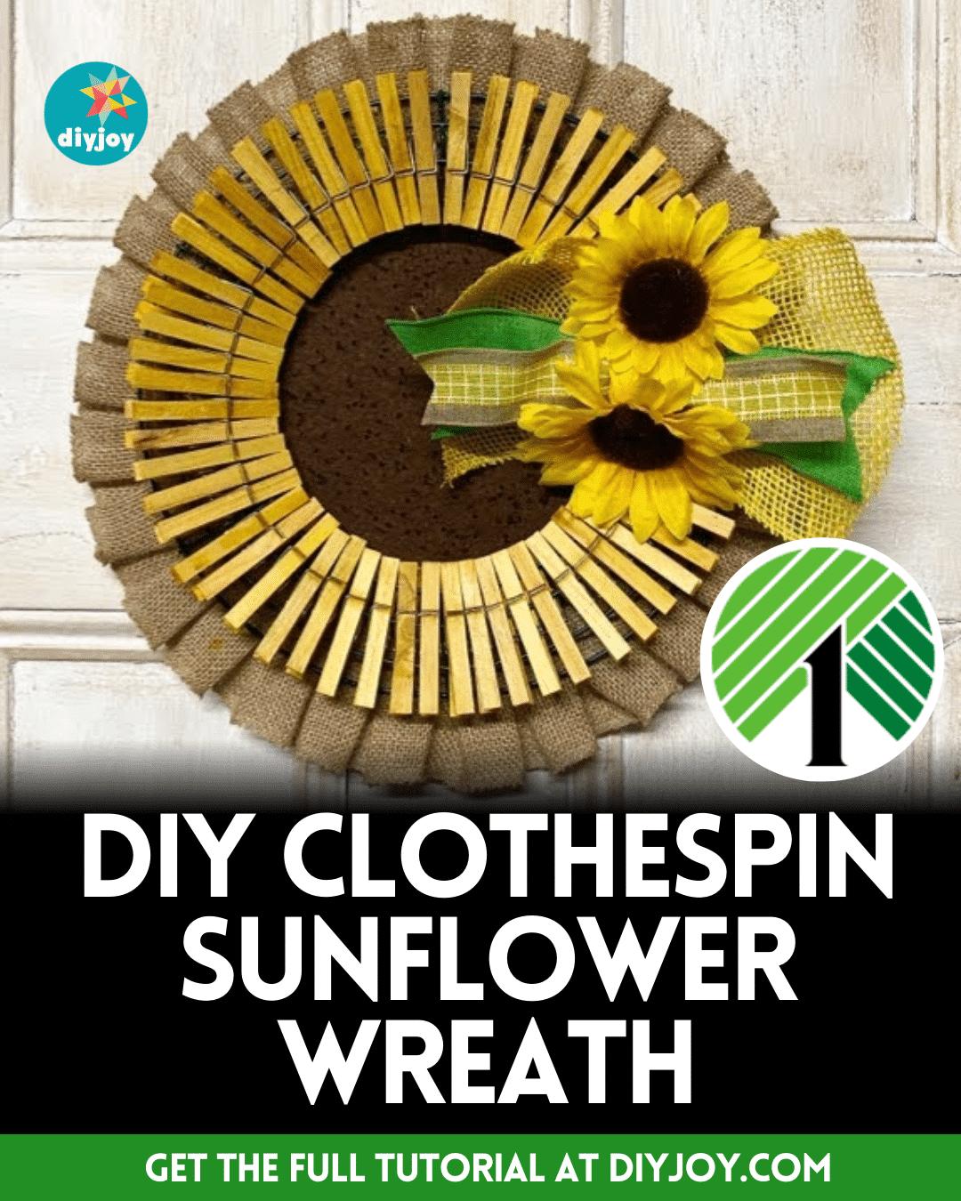 Easy DIY Clothespin Sunflower Wreath Tutorial