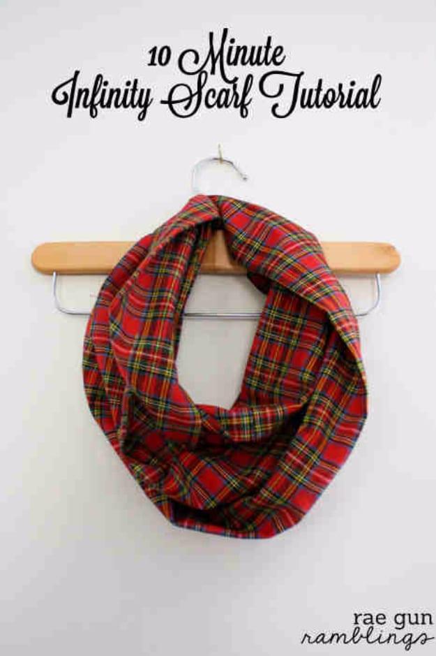 10 Minute Infinity Scarf, a DIY gift for girls, a thoughtful homemade option instead of a store gift