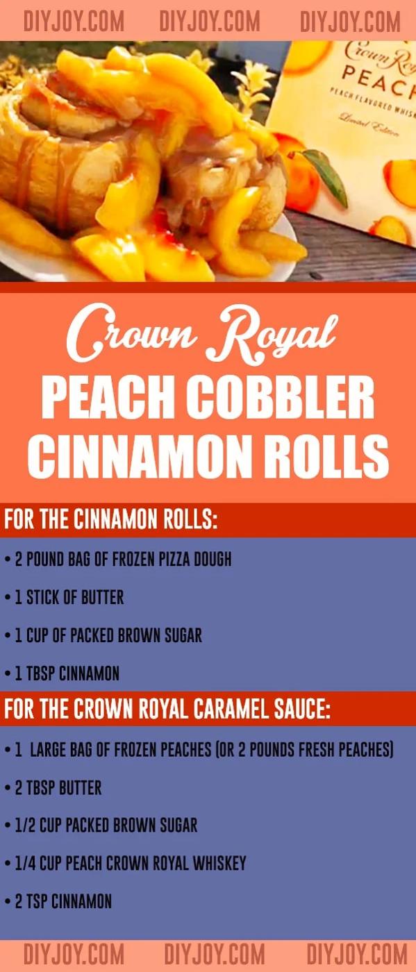 Best Cinnamon Roll Recipes - Crown Royal Peach Cobbler Cinnamon Roll Recipe With Video, Ingredients and Instructions for Making - Country Cooking and Southern Style Food - Breakfas