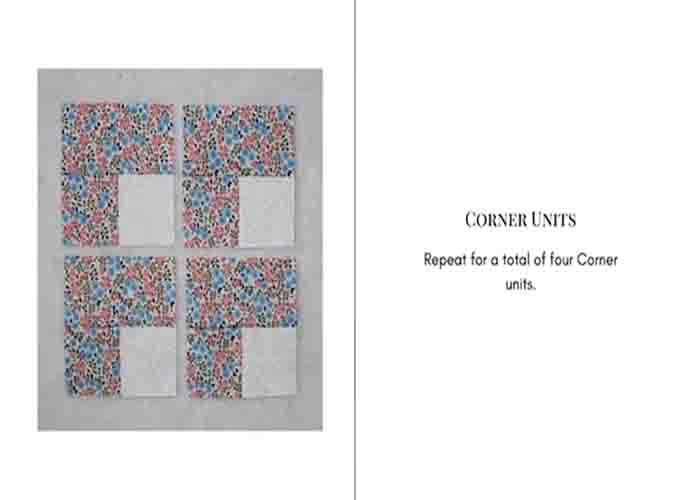 Making the corner units for the traditional four squares block