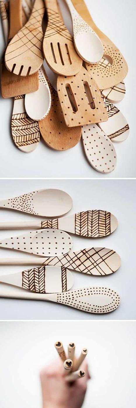 DIY Etched Wooden Spoons, budget friendly using stuff already sitting in a bin and a keepsake worth handing down