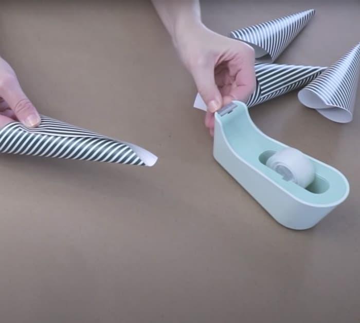 materials for making christmas tree out of wrapping paper