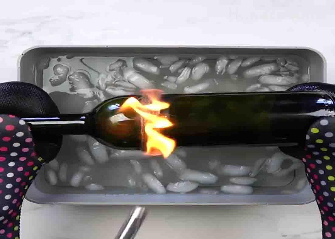 Cutting the wine bottle in half