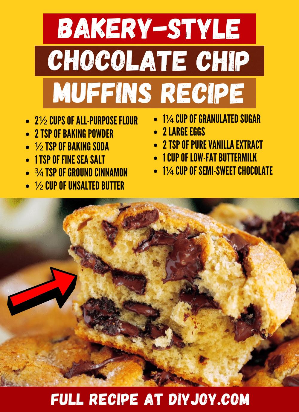 Easy-To-Make Bakery-Style Chocolate Chip Muffins