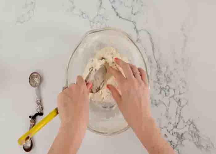 Making the dough for the homemade sandwich bread