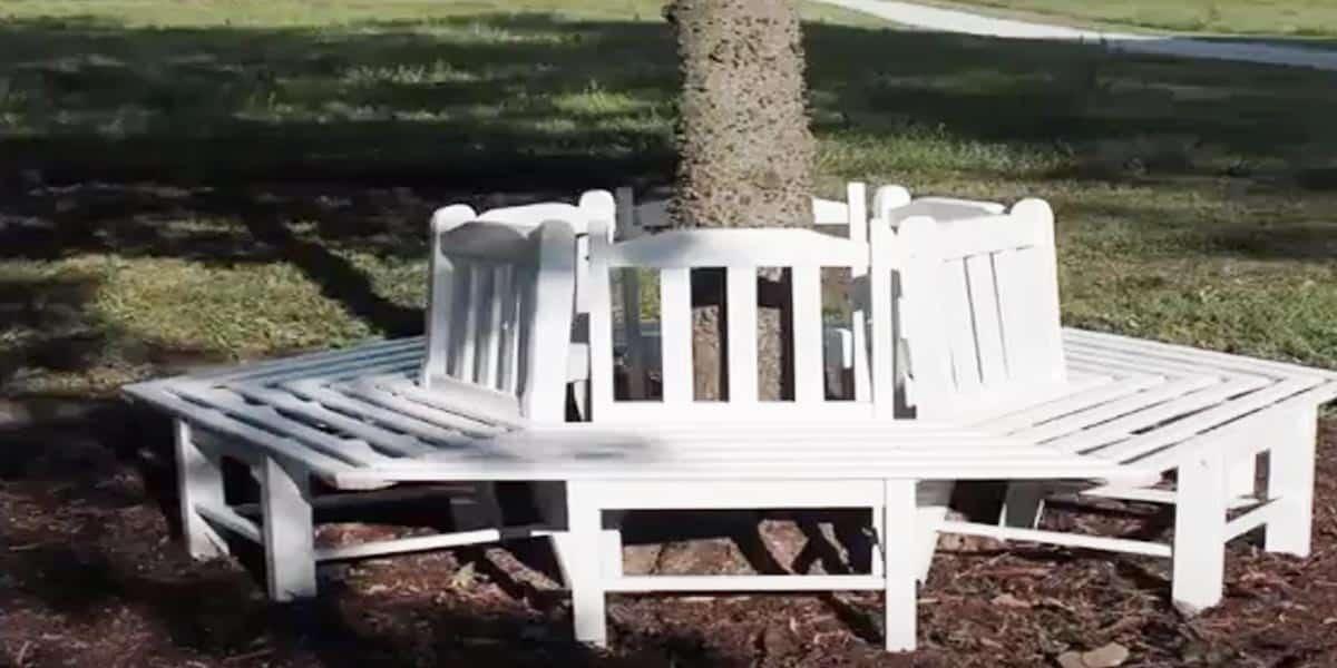 He’s Such A Genius…He Builds A Tree Bench Using Old Chairs! (So Clever!)