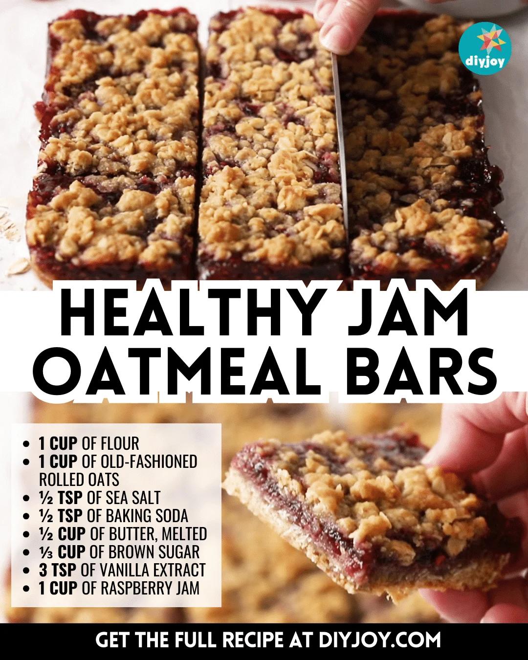 Easy-To-Make Healthy Jam Oatmeal Bars