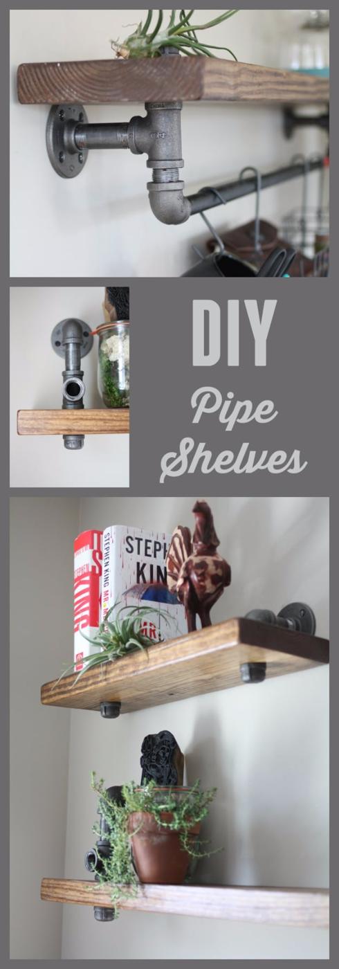 Industrial Pipe and Wood Bookshelves, a handmade storage solution, low effort once the supplies are laid out