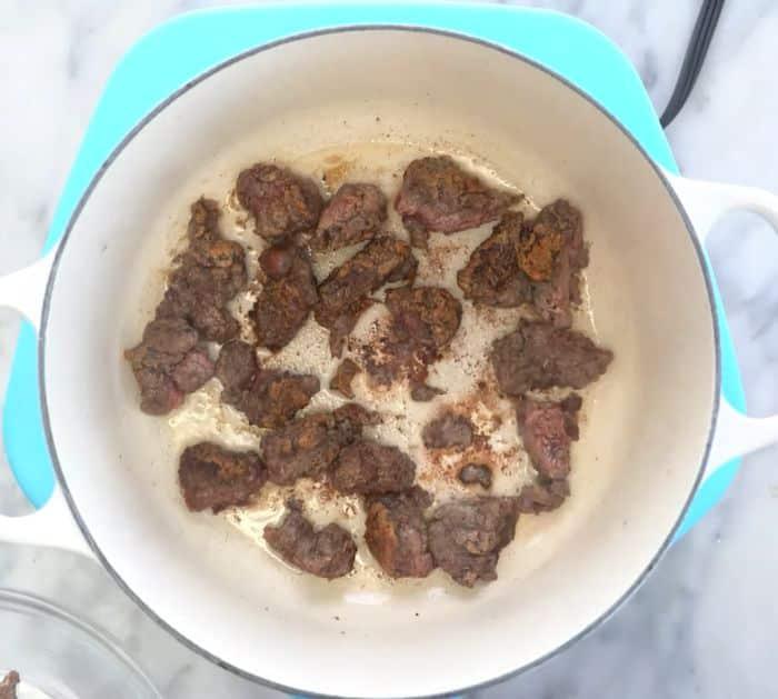Searing beef in a pot