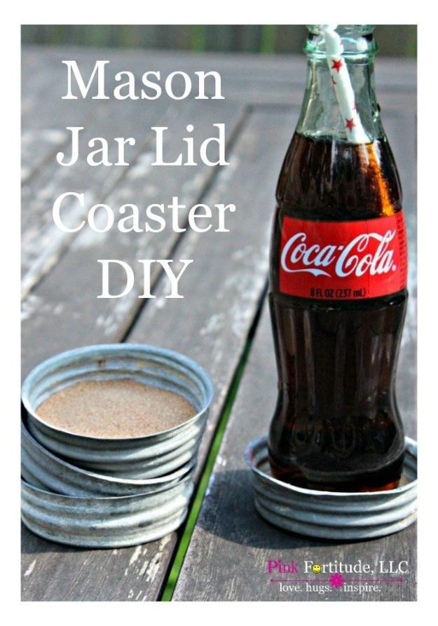 Vintage Zinc Mason Jar Lid Coaster DIY, a simple upcycle project for a beginner crafter and a favorite pick from this roundup