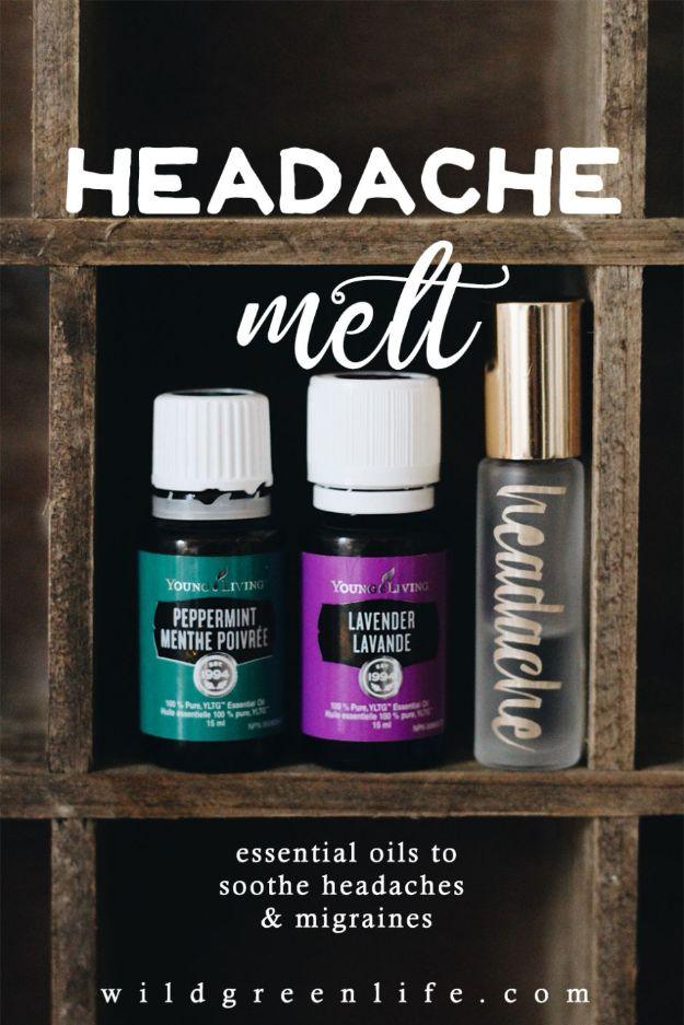 DIY Essential Oil Recipes and Ideas - Headache Melt - Cool Recipes, Crafts and Home Decor to Make With Essential Oil - Diffuser Projects, Roll On Prodicts for Skin - Recipe Tutoria