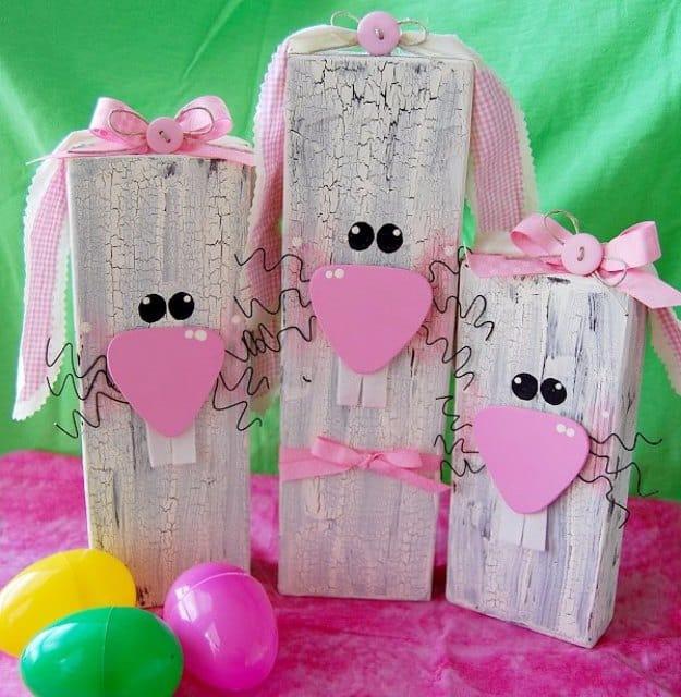 Wooden Bunnies, one of the best easter decoration ideas on this list and a simple way to make something feel more special