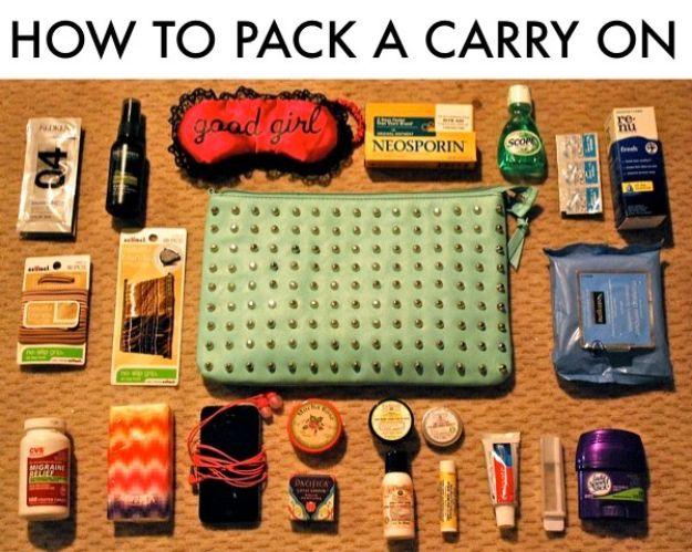Packing Tips for Travel - Pack A Carry On - Easy Ideas for Packing a Suitcase To Maximize Space - Tricks and Hacks for Folding Clothes, Storing Toiletries, Shampoo and Makeup - Kee
