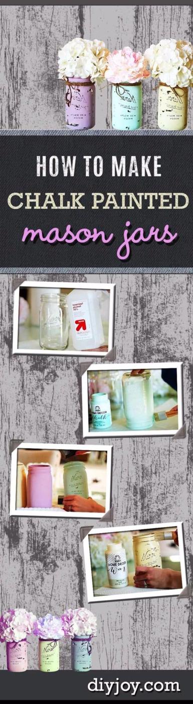 DIY Chalk Painted Mason Jars, a fun mason jar craft for summer and an easy DIY using a jar and basic supplies