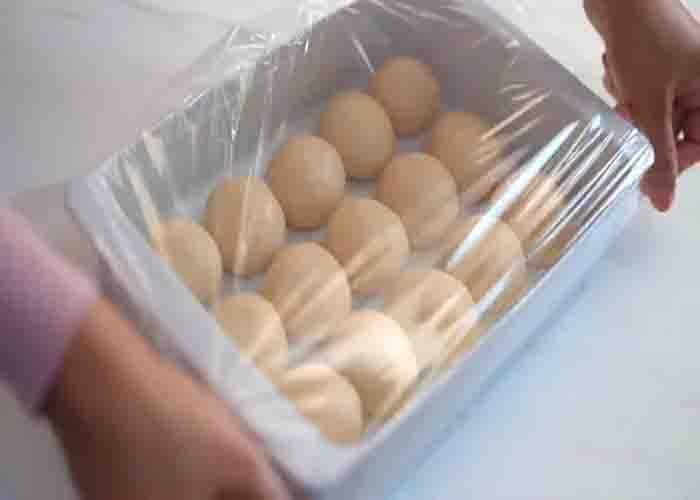 Proofing the dinner rolls