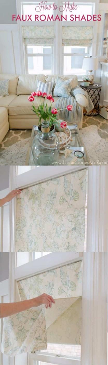 DIY Renters Decor Ideas - Faux Roman Shade Tutorial - Cool DIY Projects for Those Renting Aparments, Condos or Dorm Rooms - Easy Temporary Wall Art, Contact Paper, Washi Tape and S