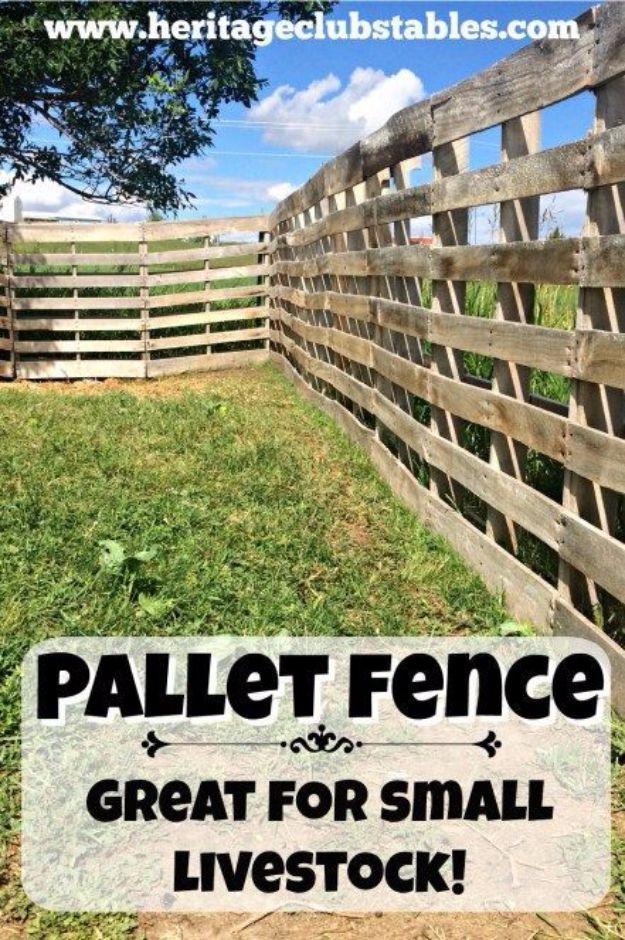Pallet fence for small livestock, a four foot high fence of matched wooden pallets running along a green paddock