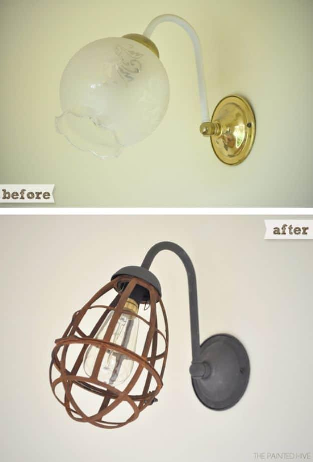 Industrial Sconce Light Makeover, a warm accent light for evening ambiance and a simple weekend project using basic supplies