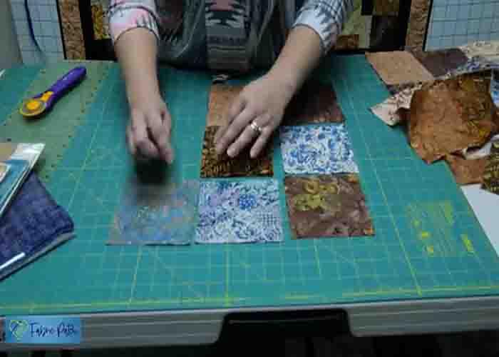 Laying the 5" squares to make the nine-patch