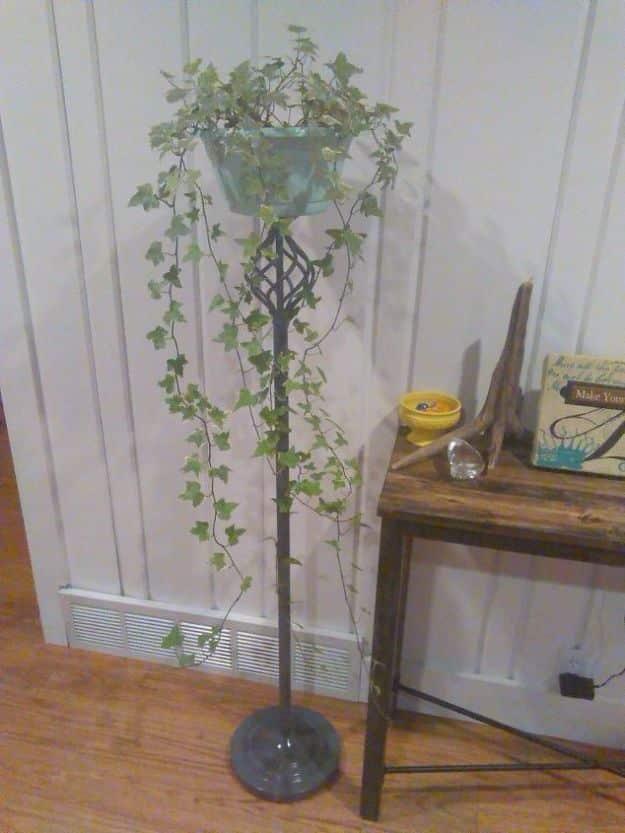 Repurposed Floor Lamp Into A Plant Stand, gentle on the budget and the clock alike and personality a plain space was missing