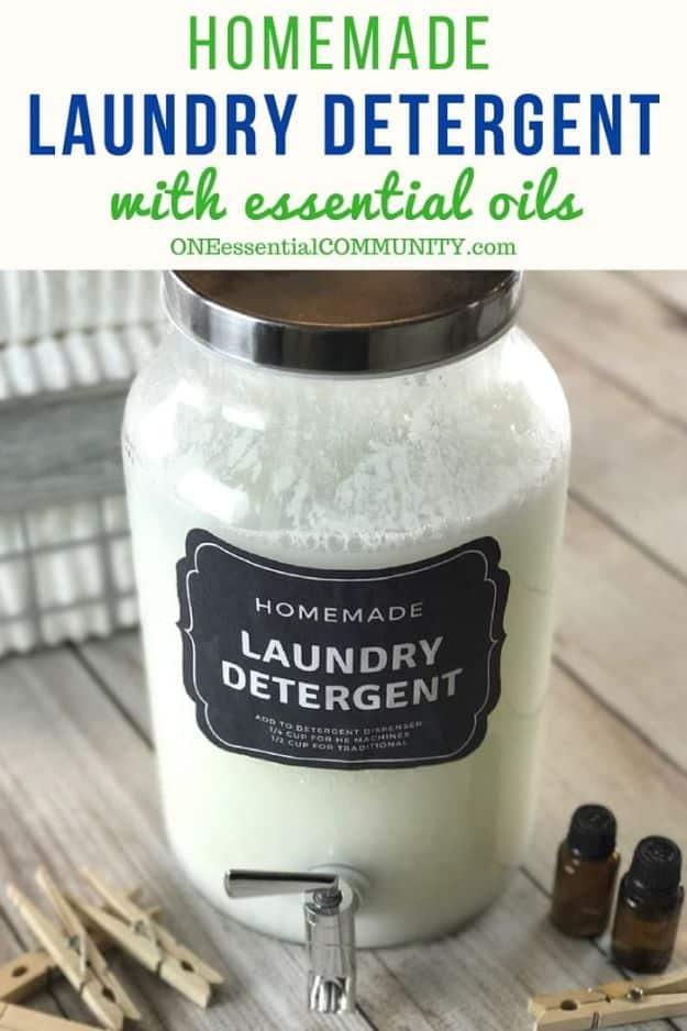 Homemade Laundry Detergent With Essential Oils, simple enough for a first try and an idea worth saving for later