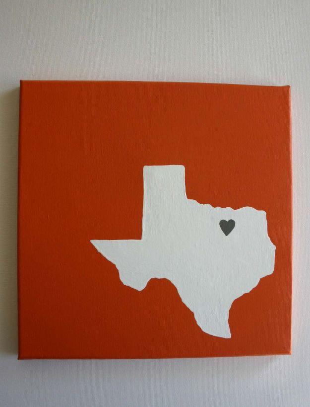 Tutorial I Heart My TX State Painting, a lone star craft, quick enough to pull off on a lazy weekend