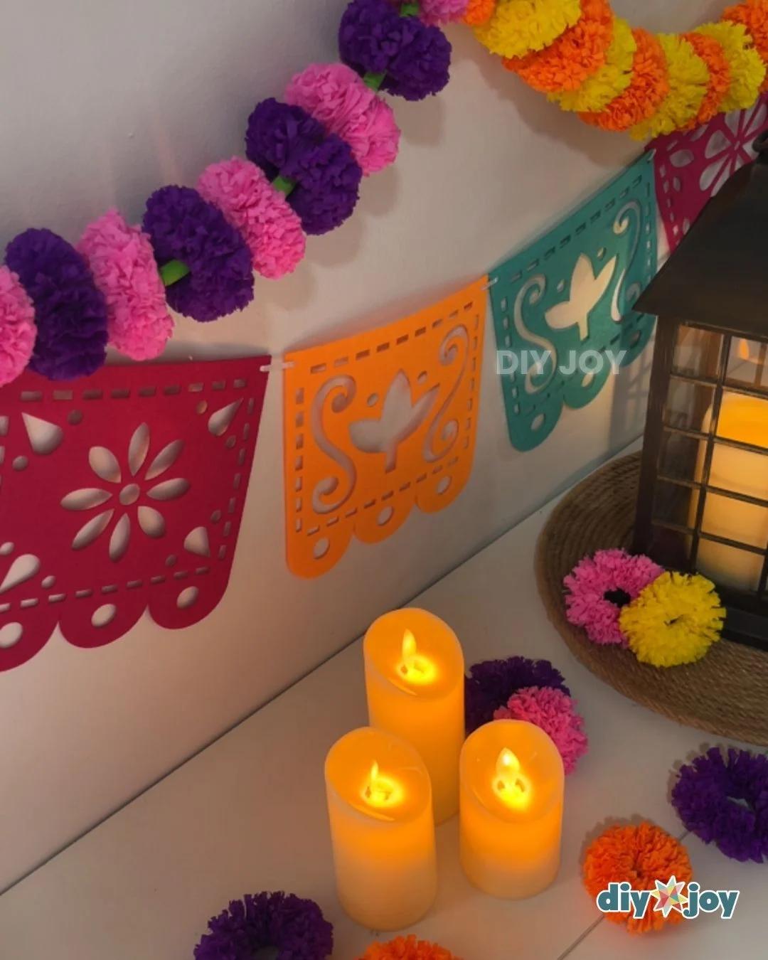 Homemade Marigold Garland Using Crepe Paper Streamers - what are crepe paper streamers