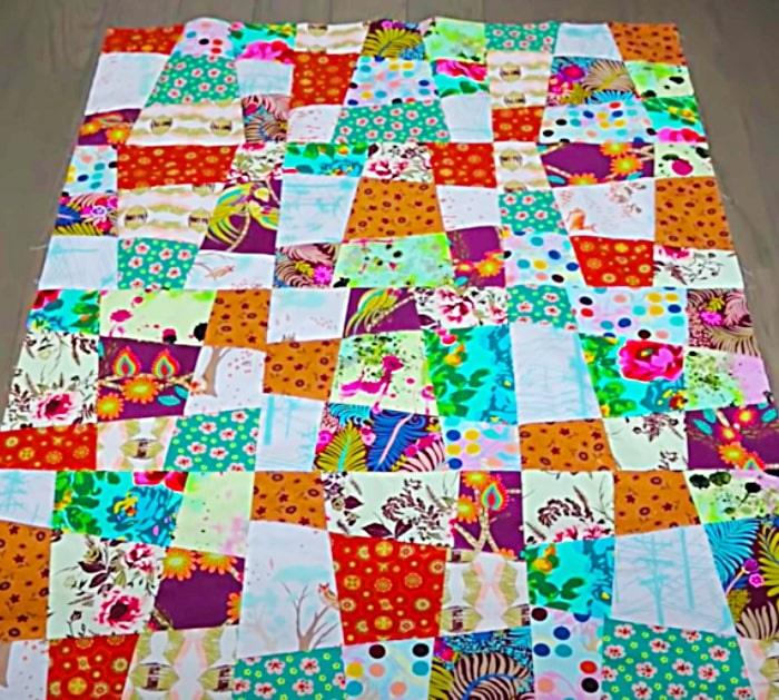 Sew a bias cut irregular ugly quilt