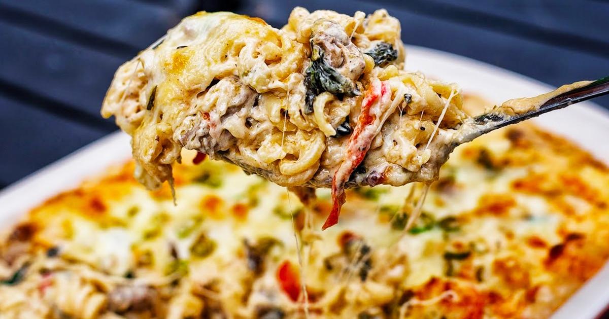 Cheesesteak Pasta Bake Recipe