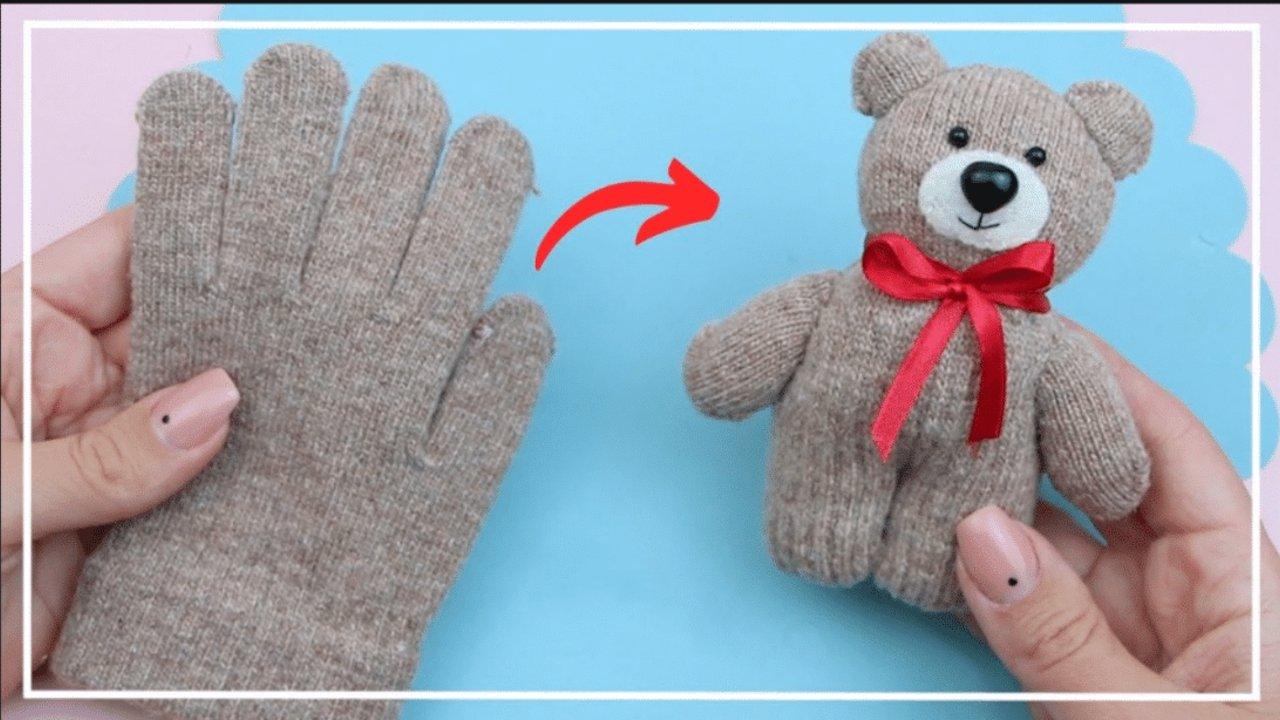 Easy DIY Repurposed Glove Teddy Bear