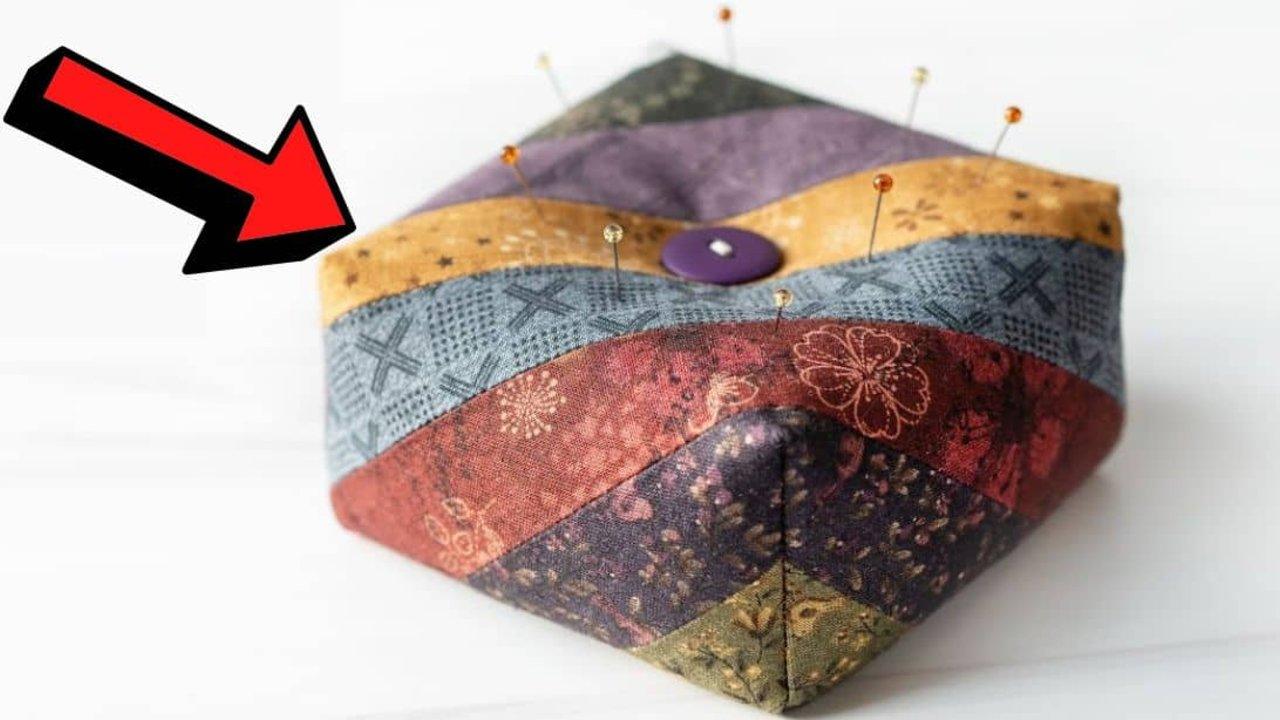 Easy Square Pincushion Using Fabric Scraps