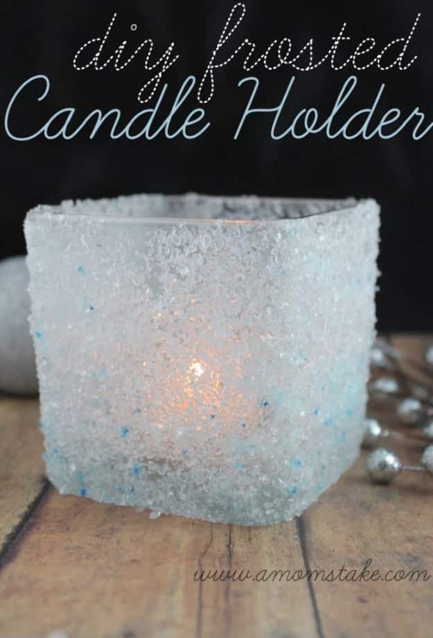 DIY Candle Holders - DIY Frosted Candle Holder - Easy Ideas for Home Decor With Candles, Tall Candlesticks and Votives - Fun Wooden, Rustic, Glass, Mason Jar, Boho and Projects Wit