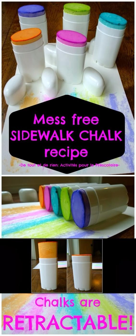 Mess Free Sidewalk Chalk Recipe, simple enough to try with stuff already on hand and the fix worth remembering