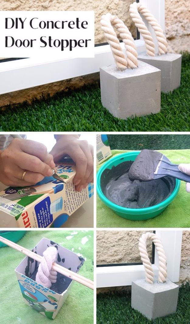 DIY Projects Made With Concrete - DIY Concrete Door Stopper - Quick and Easy DIY Concrete Crafts - Cheap and creative countertops and ideas for floors, patio and porch decor, table