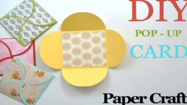 DIY birthday card idea: a pop up greeting card folded for a favorite style that opens with a surprise