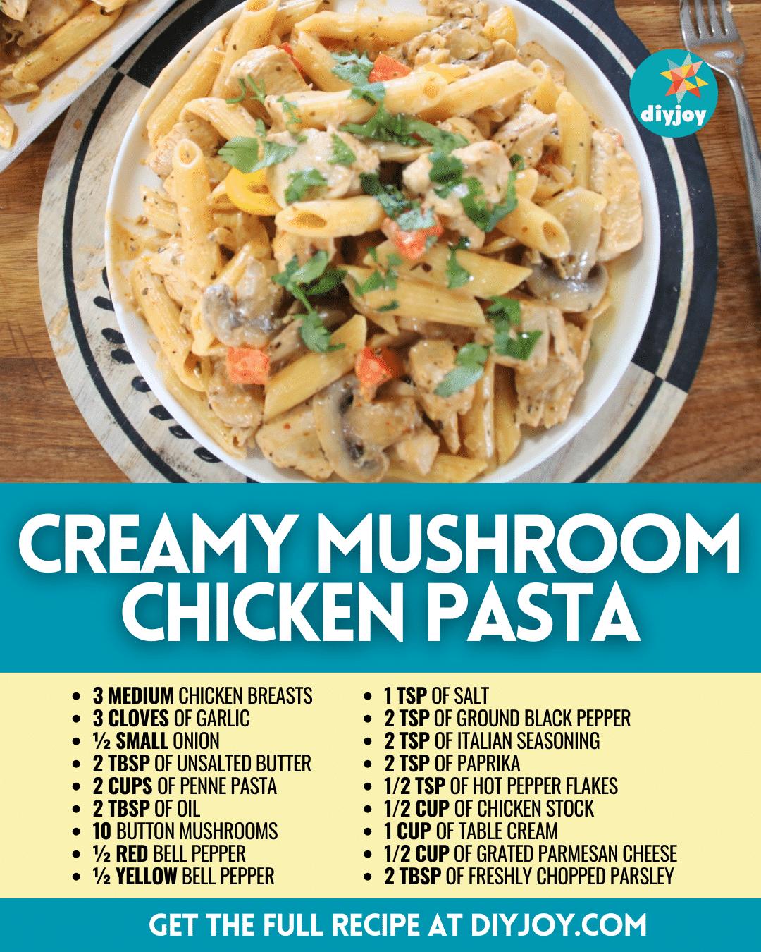 Creamy Mushroom Chicken Pasta Recipe