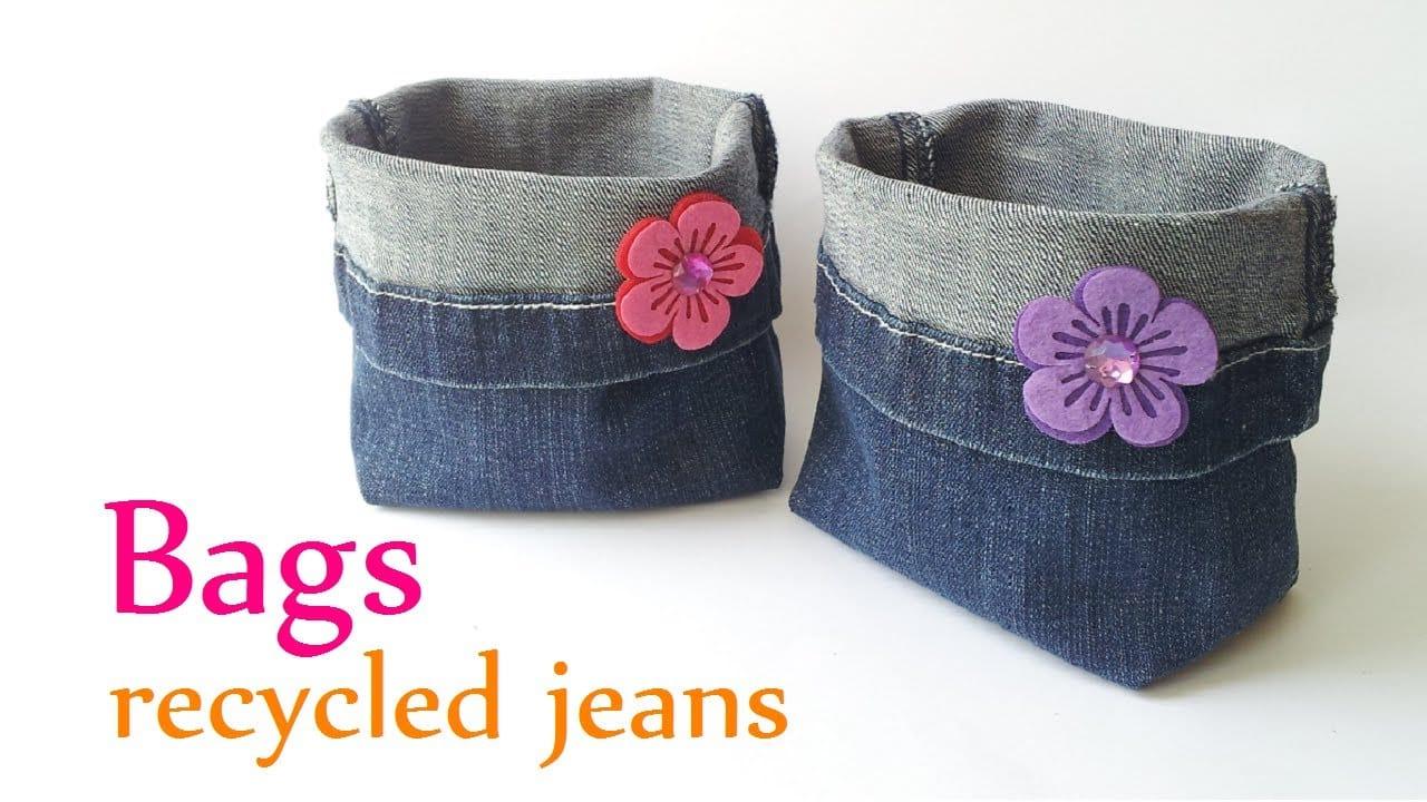 DIY Jeans Container, a sewing gift, low mess and low stress to make and a small upgrade with a real visual payoff