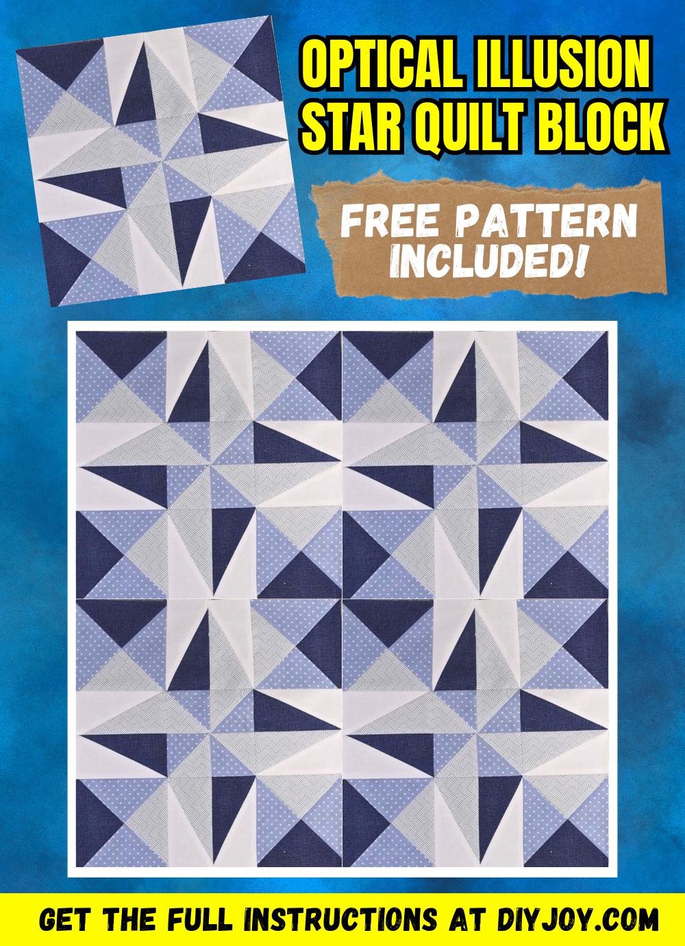 Easy Optical Illusion Star Quilt Block Tutorial (Free Pattern Included)