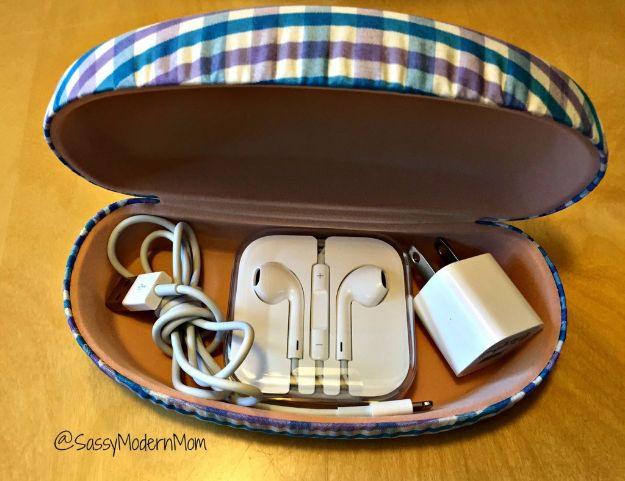 Packing Tips for Travel - Utilize Your Old Sunglasses Case - Easy Ideas for Packing a Suitcase To Maximize Space - Tricks and Hacks for Folding Clothes, Storing Toiletries, Shampoo