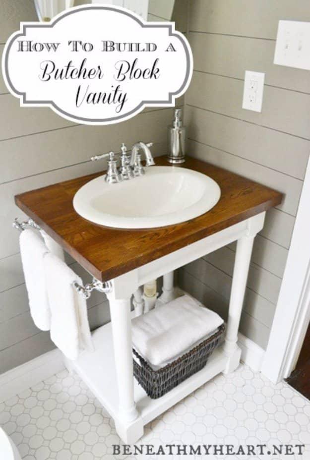 DIY Butcher Block Vanity, a charming touch that upgrades the space instantly and worth recreating for the season