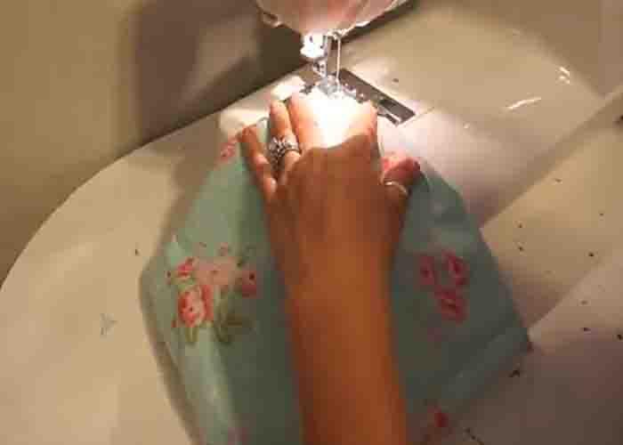Sewing the DIY dish rags