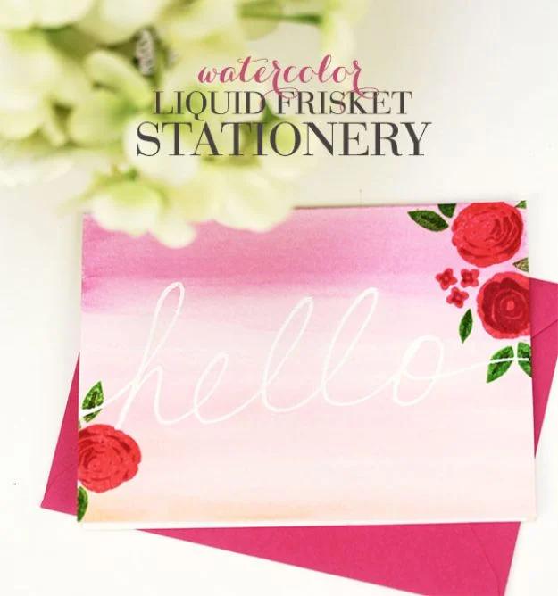Liquid Frisket Stationery, simple enough for a first try at the craft and warmth that a plain corner was missing