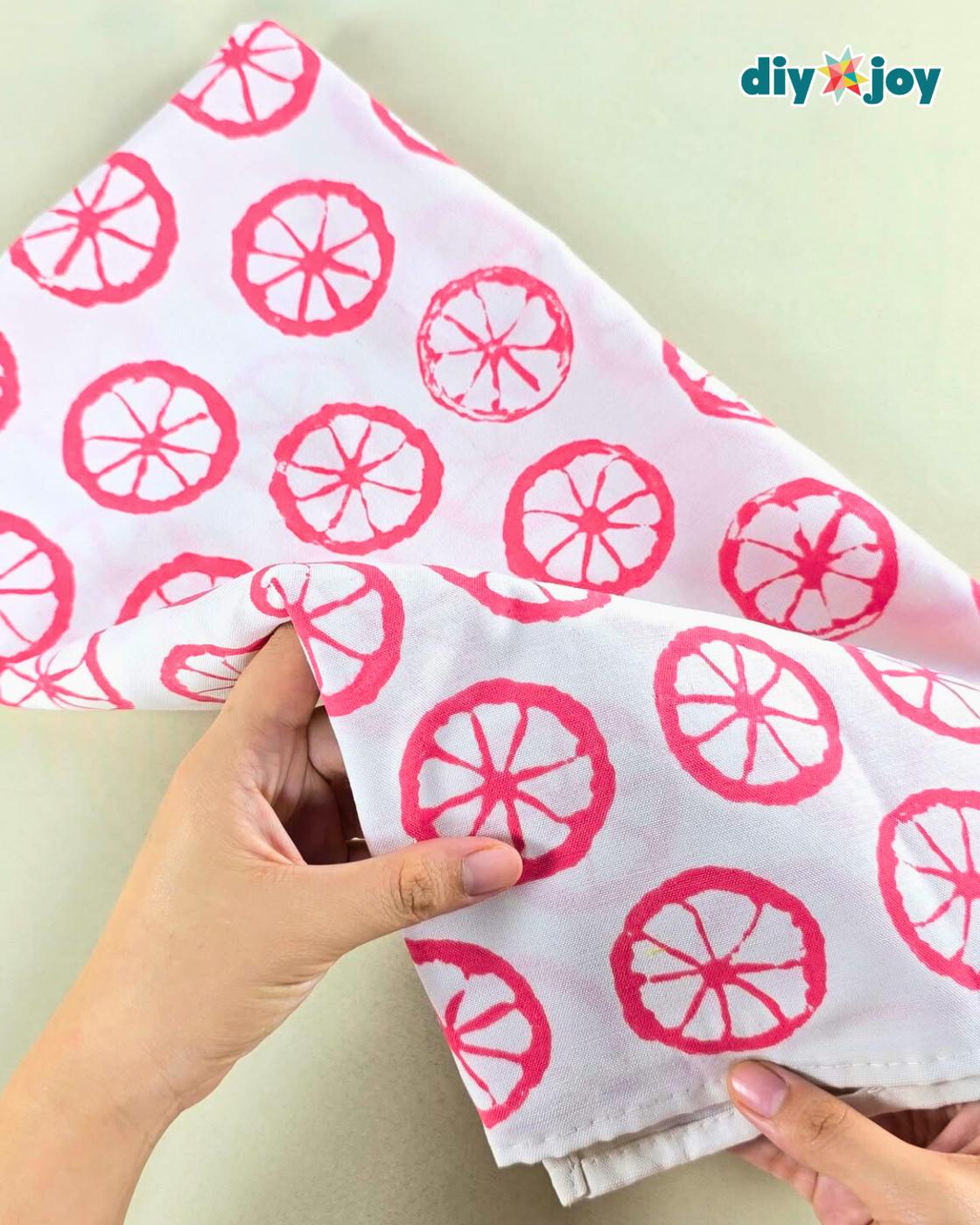 Citrus Print Tea Towels — how to paint kitchen towel tutorial
