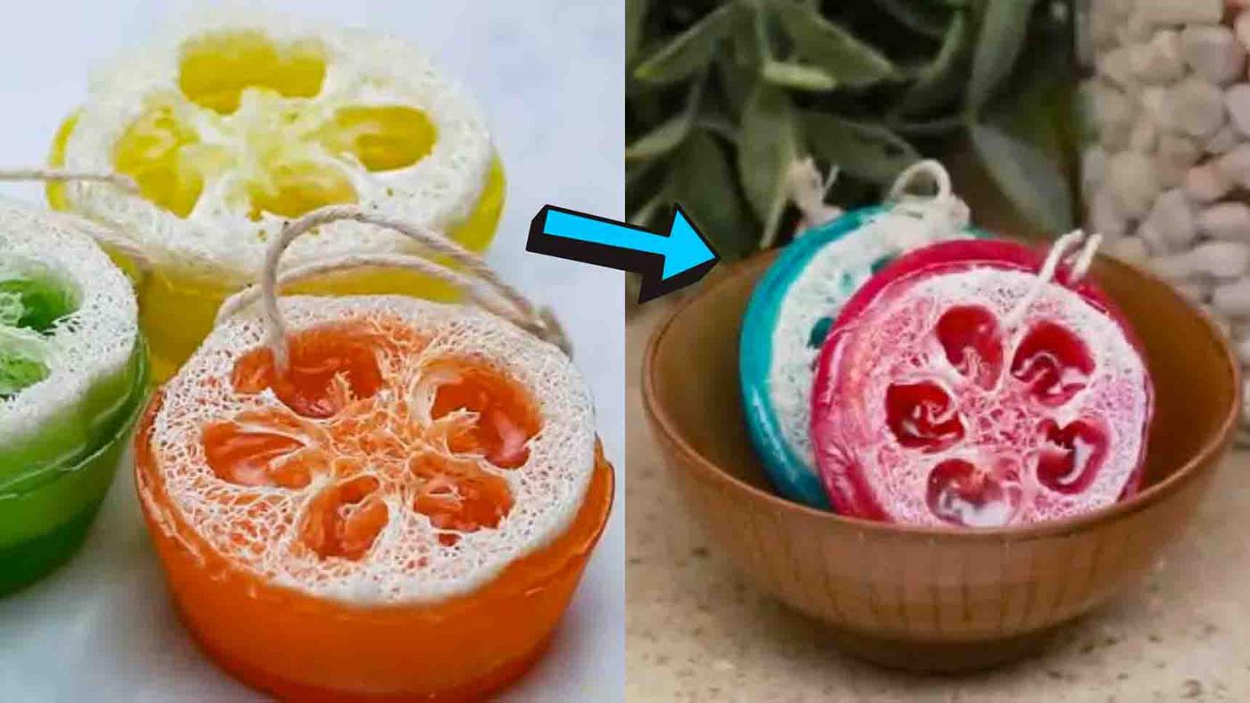 DIY Melt-and-Pour Loofah Soap Bars